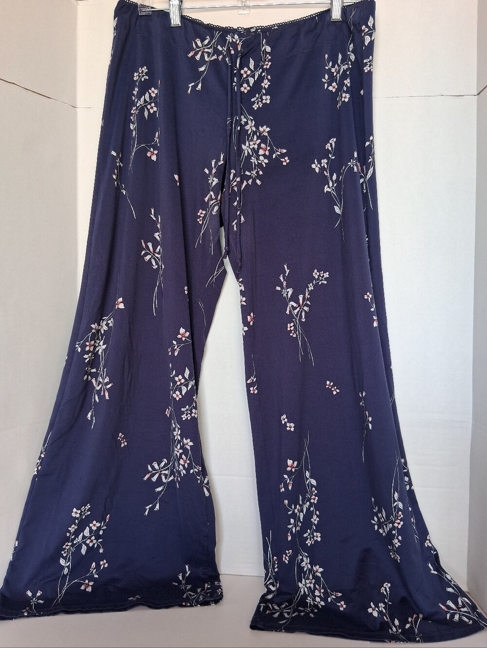 Navy Floral Wide-Leg Lounge Pants